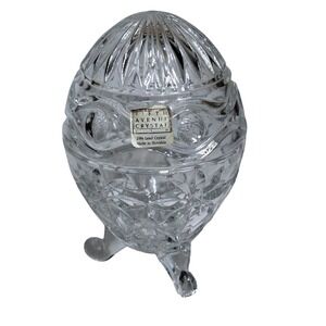 Fifth Avenue Crystal 24% Lead Crystal Footed Egg Trinket Box Made in Slovakia